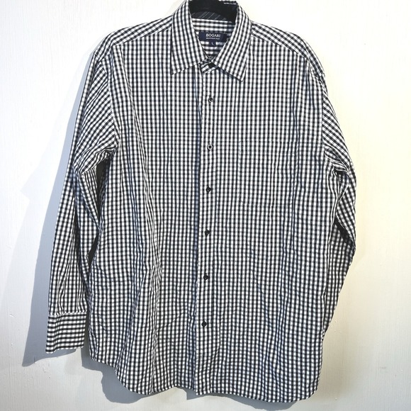 Bogari Other - Bogari Mens Black White Gingham Check Long Sleeve Button Down Shirt Large L‎